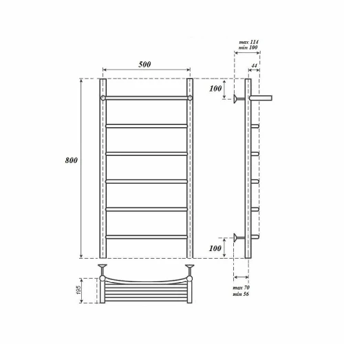 Электрический полотенцесушитель Point Афина PN04158PE П5 500x800 с полкой левый/правый Хром