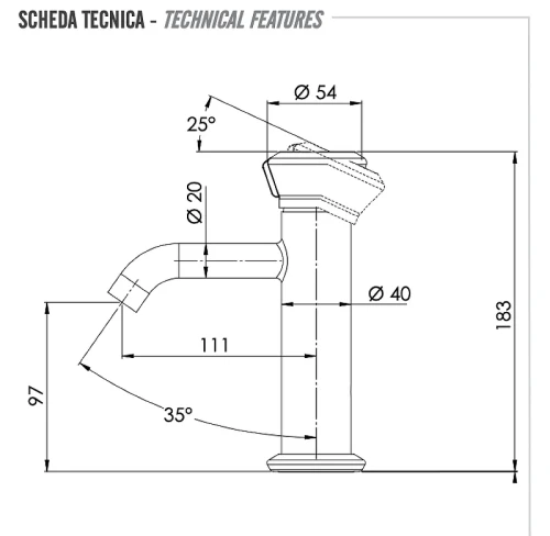 Смеситель для раковины Remer Element ET12RP цвет Медь брашированная