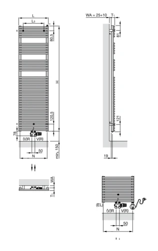 Водяной полотенцесушитель Zehnder Forma Spa LF-120-050-05 Хром