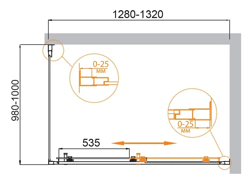 Душевой уголок Cezares Molveno 130x100 MOLVENO-AH-11-130/100-C-Cr-IV профиль Хром стекло прозрачное