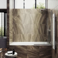 Шторка на ванну Maybah Glass MGV-149-5у 740x1400 в узком профиле Хром матовый стекло сатиновое