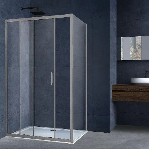 Душевой уголок Vincea Alpha 120x80 VSR-3AL8012CLGM профиль Вороненая сталь стекло прозрачное