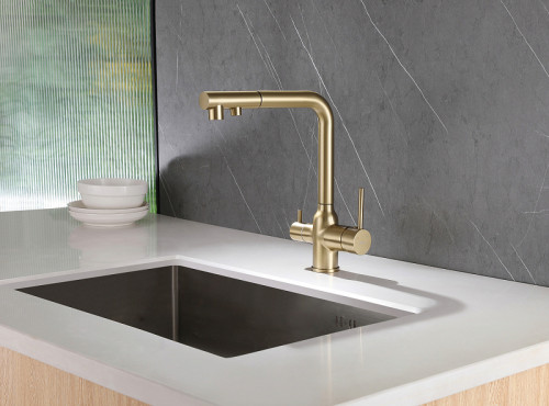 Смеситель для кухни Abber Emotion AF8814G Золото матовое латунь