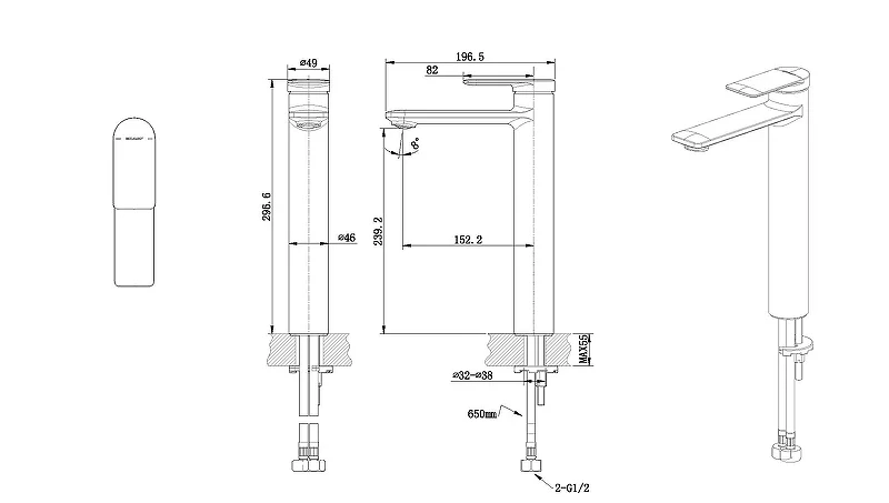 Смеситель для раковины Bravat Eddie F1369402BW-A9-ENG Черный матовый латунь
