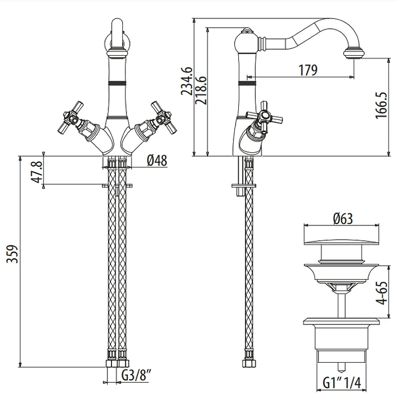Смеситель для раковины Gattoni TRD TR300/18C0 Хром латунь