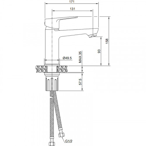 Смеситель для раковины Olive's Tieso 26100TSB Оружейная сталь