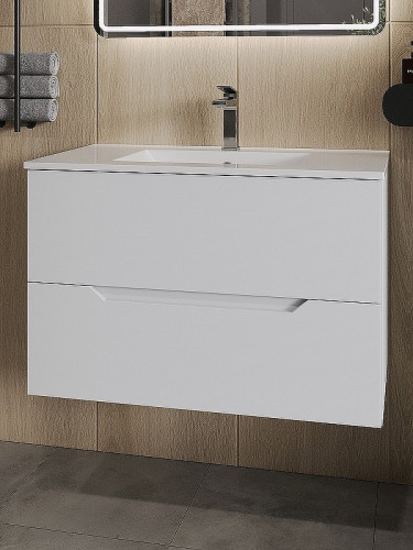 Тумба под раковину Orange Line 80 Li-80Tuw подвесная Белая матовая МДФ / ЛДСП