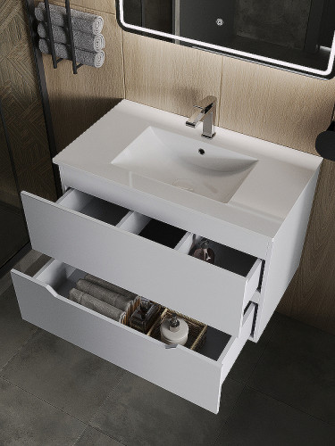 Тумба под раковину Orange Line 80 Li-80Tuw подвесная Белая матовая МДФ / ЛДСП