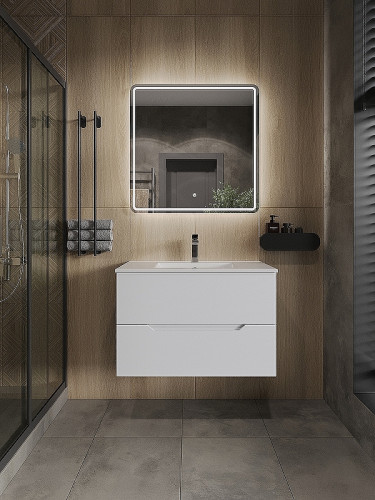 Тумба под раковину Orange Line 80 Li-80Tuw подвесная Белая матовая МДФ / ЛДСП