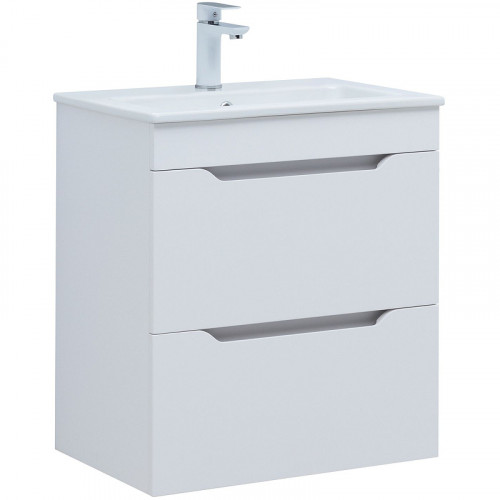 Тумба под раковину Aquanet Практика 60 330457 подвесная Белая матовая МДФ / ЛДСП