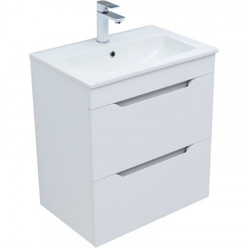 Тумба под раковину Aquanet Практика 60 330457 подвесная Белая матовая МДФ / ЛДСП