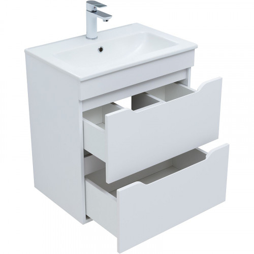Тумба под раковину Aquanet Практика 60 330457 подвесная Белая матовая МДФ / ЛДСП