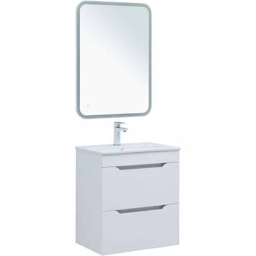 Тумба под раковину Aquanet Практика 60 330457 подвесная Белая матовая МДФ / ЛДСП