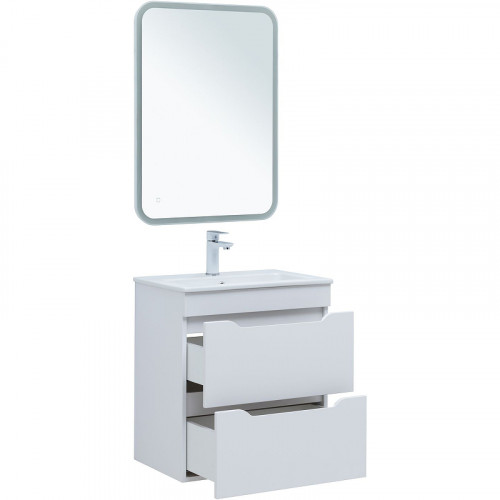 Тумба под раковину Aquanet Практика 60 330457 подвесная Белая матовая МДФ / ЛДСП