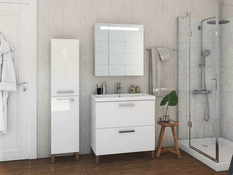 Зеркальный шкаф Cersanit Melar 70 SP-LS-MEL70-Os с подсветкой Белый МДФ / ЛДСП, стекло