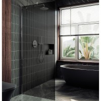 Душевая перегородка Maybah Glass MGD-681-5ш 1090x1950 в широком профиле Хром матовый стекло графитовое