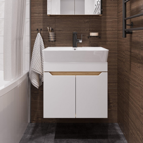 Тумба с раковиной DIWO Архангельск 60 подвесная цвет Белый Дуб сонома