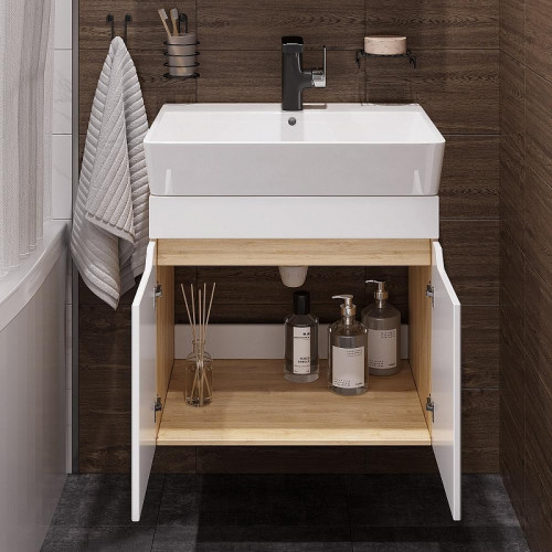 Тумба с раковиной DIWO Архангельск 60 подвесная цвет Белый Дуб сонома