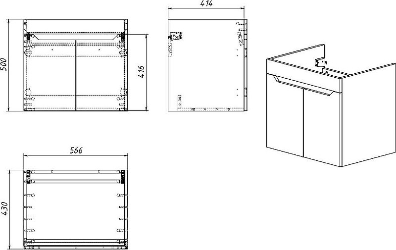 Тумба с раковиной DIWO Архангельск 60 подвесная цвет Белый Дуб сонома