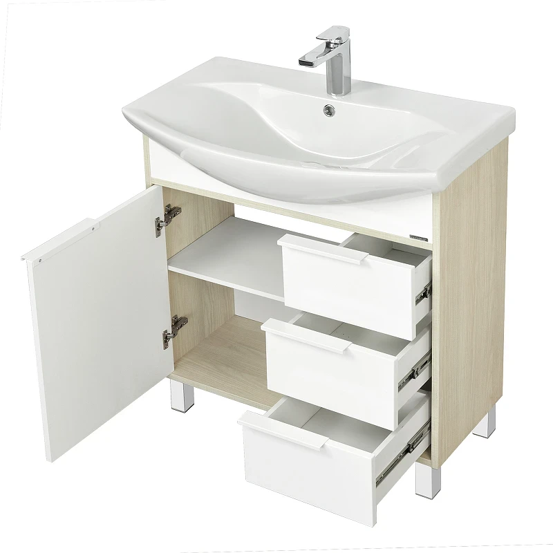 Тумба под раковину Aquaton Рико 80 1A215401RIB90 Белый Ясень фабрик МДФ / ЛДСП