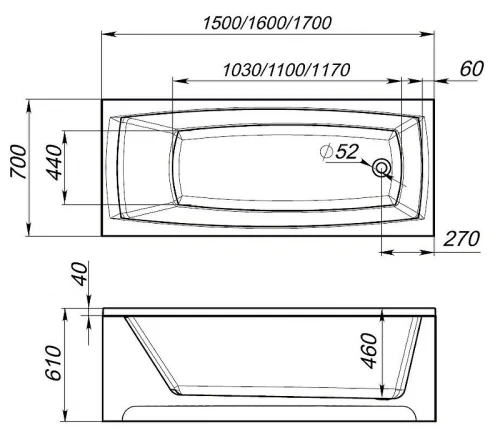Акриловая ванна Alcora Rest 170х70 DS02Rt17070.ALCORA цвет Белый