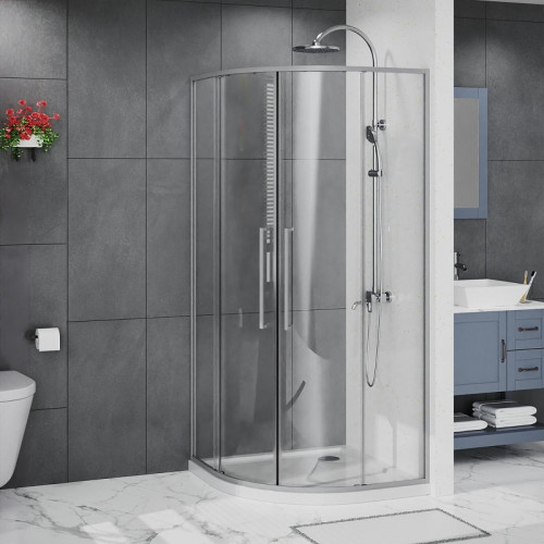 Душевой уголок Azario Shanghai 100x100 AZ-S43-100-MGR-CL профиль Графит матовый стекло прозрачное