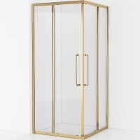 Душевой уголок Cezares Relax-304 80x80 RELAX-304-A-2-80-C-BORO профиль Брашированное золото стекло прозрачное