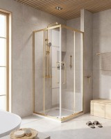 Душевой уголок Cezares Relax-304 80x80 RELAX-304-A-2-80-C-BORO профиль Брашированное золото стекло прозрачное