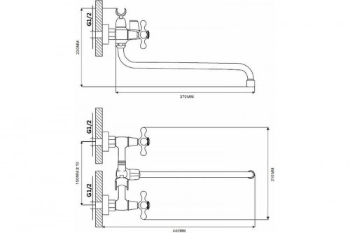 Смеситель для ванны Ekko EM2208-2 универсальный цвет Хром