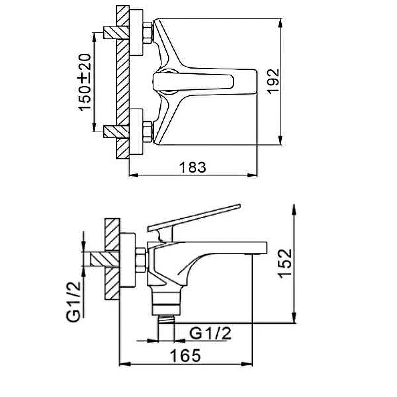 Смеситель для ванны Frap H57 F3257 Черный матовый Хром латунь на стену