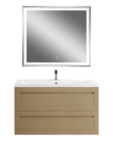 Тумба под раковину Art&amp;Max Platino 100 AM-Platino-1000-2C-SO-CM подвесная цвет Капучино матовый