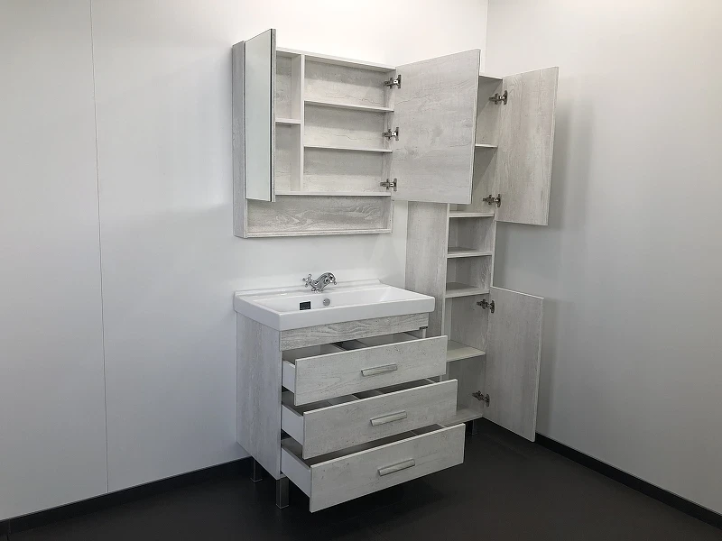 Тумба с раковиной Comforty Никосия 80Н 00004142204 Дуб белый МДФ / ЛДСП