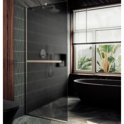 Душевая перегородка Maybah Glass MGD-736-5у 890x1950 в узком профиле Хром матовый стекло графитовое матовое