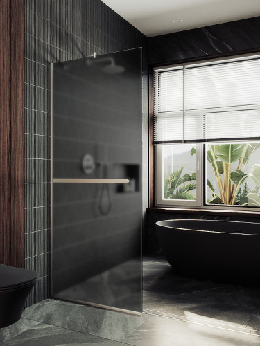 Душевая перегородка Maybah Glass MGD-736-5у 890x1950 в узком профиле Хром матовый стекло графитовое матовое