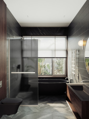 Душевая перегородка Maybah Glass MGD-736-5у 890x1950 в узком профиле Хром матовый стекло графитовое матовое