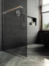 Душевая перегородка Maybah Glass MGD-736-5у 890x1950 в узком профиле Хром матовый стекло графитовое матовое