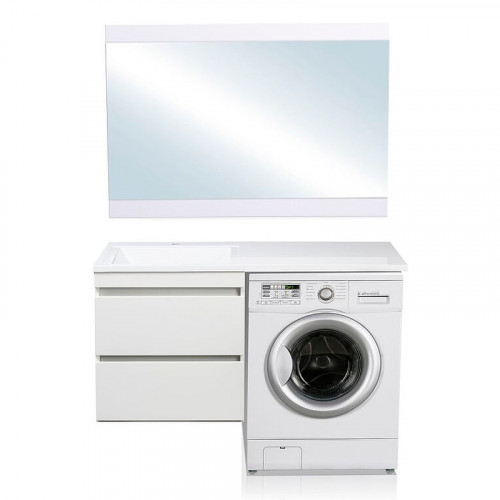 Тумба под раковину Style Line Даллас Люкс Plus 120 СС-00002351 подвесная Белая МДФ / ЛДСП