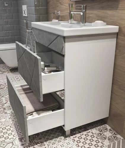 Тумба с раковиной Vigo Geometry 80 tn.GEO.9696.80.2Y бетон-com цвет Бетон Белый