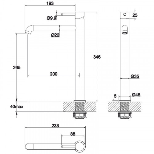 Смеситель для раковины Whitecross Y black Y1213BL Черный матовый латунь