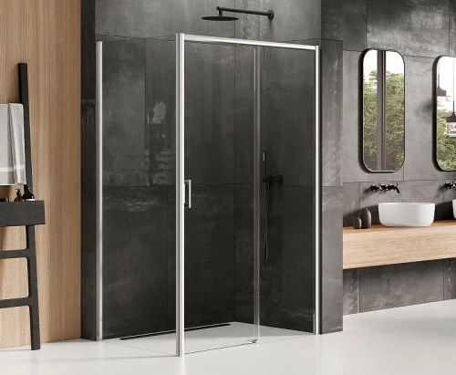 Душевой уголок New Trendy Prime Chrome 160х80 R D-0311A/D-0123B профиль Хром стекло прозрачное