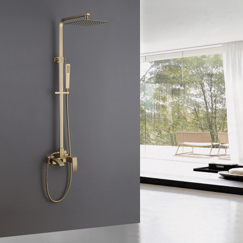 Душевая система Abber Rund AF8752G с термостатом Золото матовое латунь встраиваемый