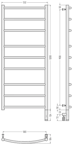 Электрический полотенцесушитель Сунержа Галант 3.0 120x50 12-5801-1250 цвет Белый