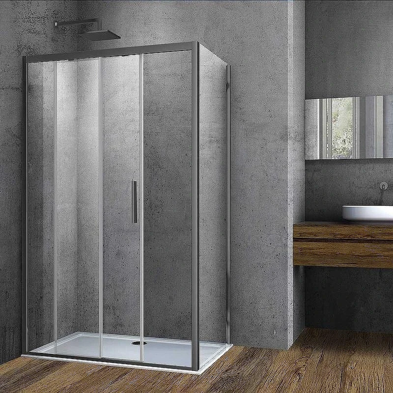 Душевой уголок Vincea Soft 150x80 VSR-3SO8015CLGM профиль Вороненая сталь стекло прозрачное