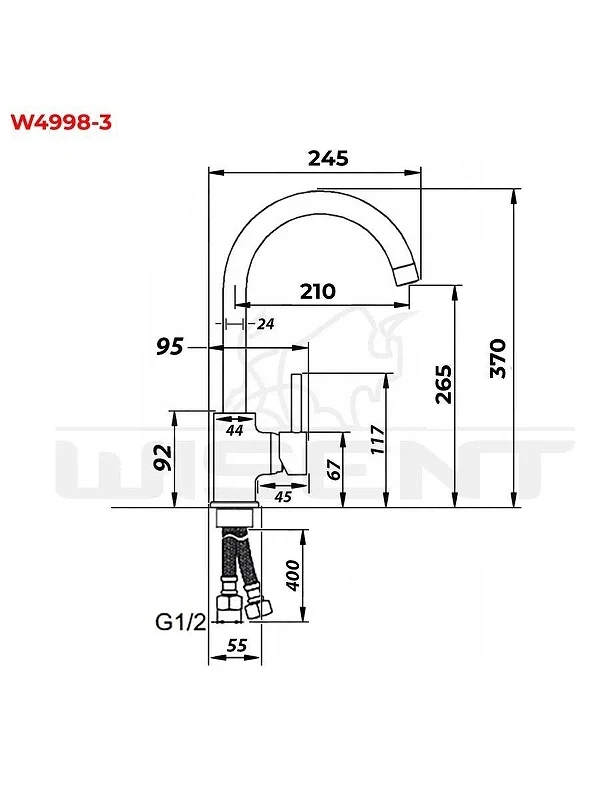 Смеситель для кухни Wisent W4998-3-22C цвет Черный