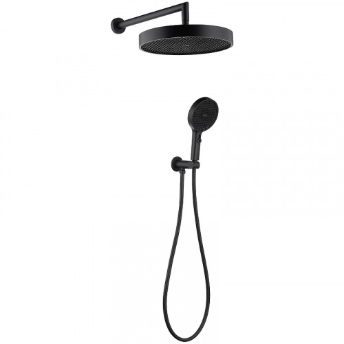 Комплект верхнего и ручного душа Boheme Cell 427-B Черный матовый пластик на стену