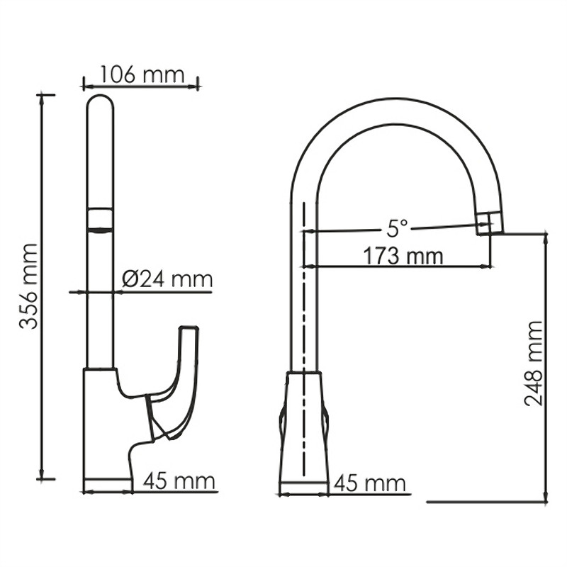 Смеситель для кухни WasserKRAFT Sauer 7107 Золото латунь
