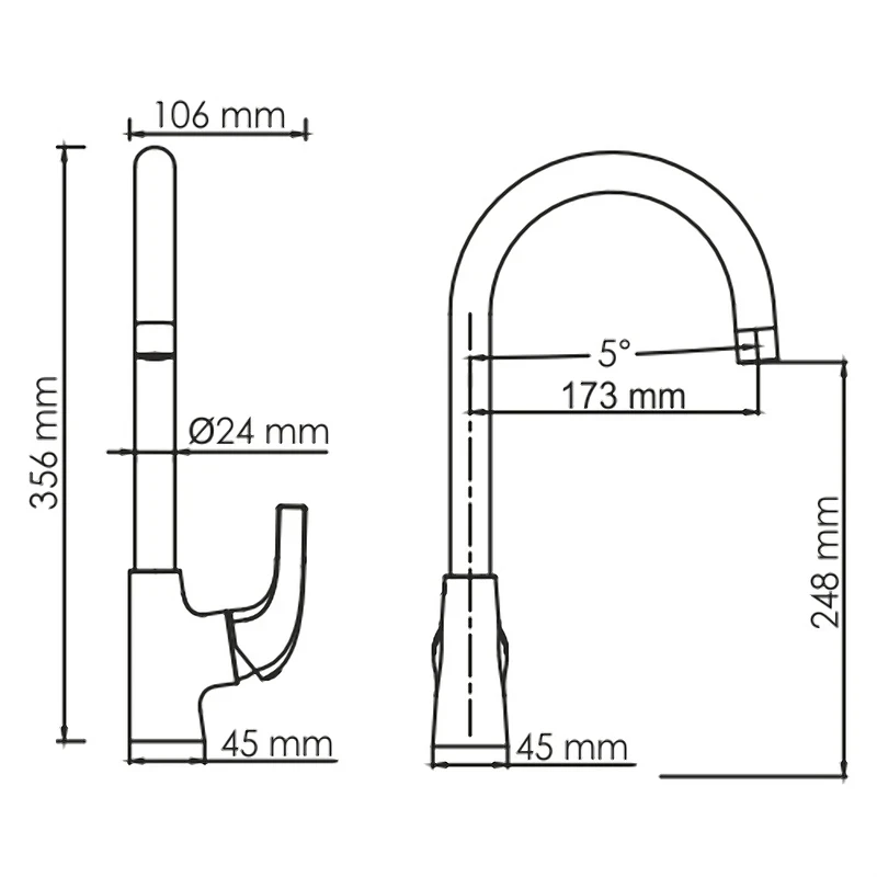 Смеситель для кухни WasserKRAFT Sauer 7107 Золото латунь
