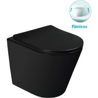 Комплект унитаза SantiLine SL-5020MB со смывным бачком SL-05 с Черной матовой клавишей смыва фаянс приставной