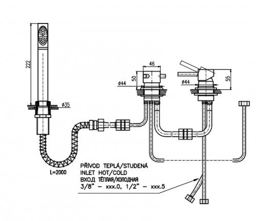 Смеситель на борт ванны Rav Slezak Seina SE975.5P Хром латунь