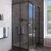 Душевой уголок Veconi Rovigo RV-113B 90x90 RV113B-90-01-C4 профиль Черный матовый стекло прозрачное